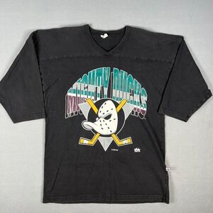 VTG Mighty Ducks Jersey T Shirt Mens XL NHL Hockey 1993 90s Old Logo Made in USA